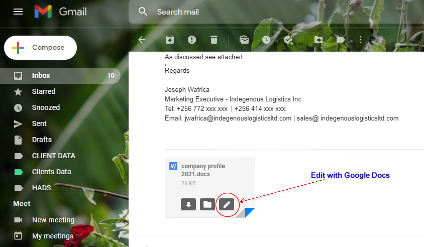 Google adds “Edit with Google Docs” feature in Gmail