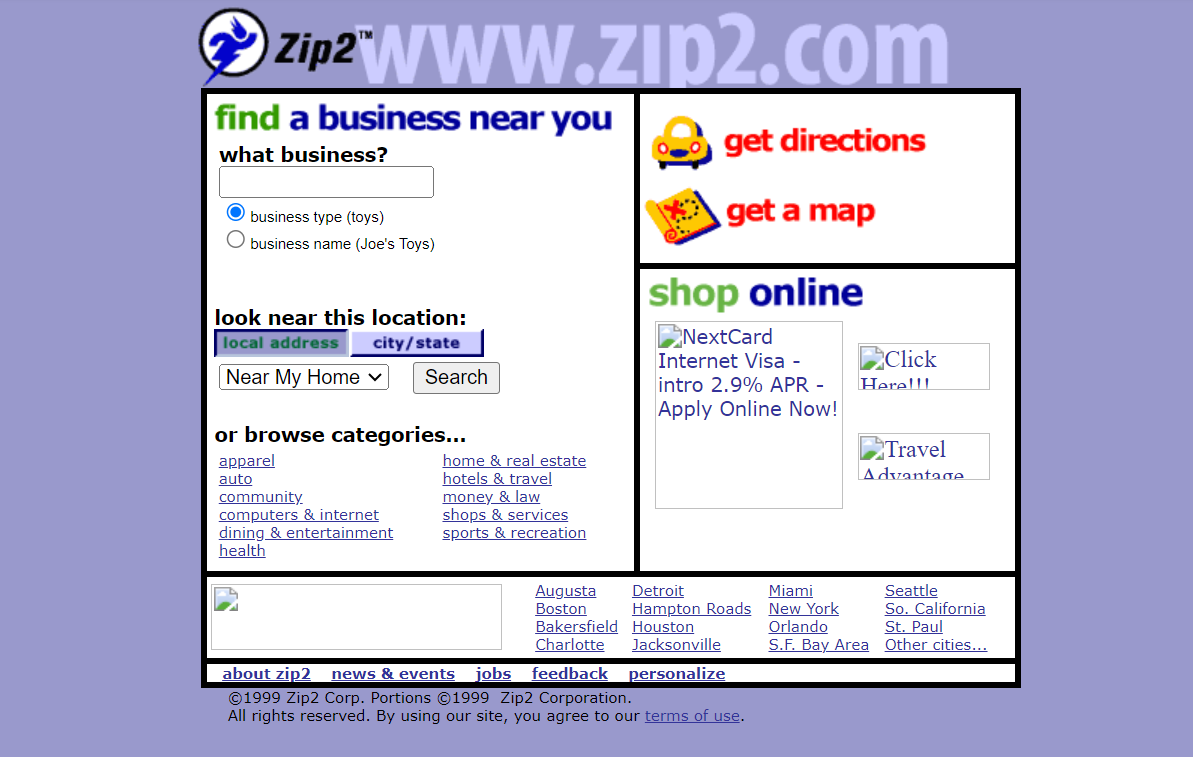 Zip2 Website Interface