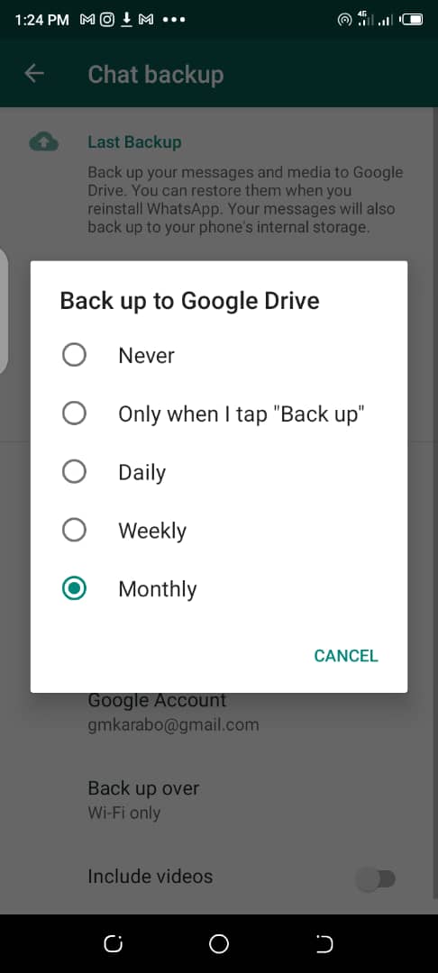 Backup to Google Drive