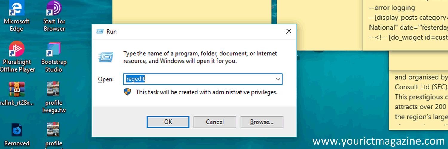 Open the “RUN” program in windows