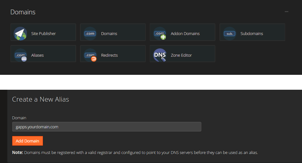 In Cpanel go to Domains -> Aliases