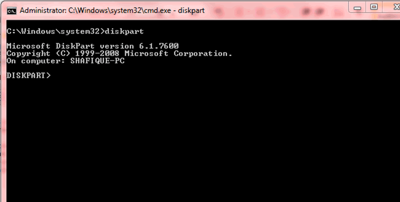 Type diskpart 