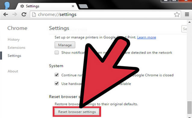 Reset browser settings