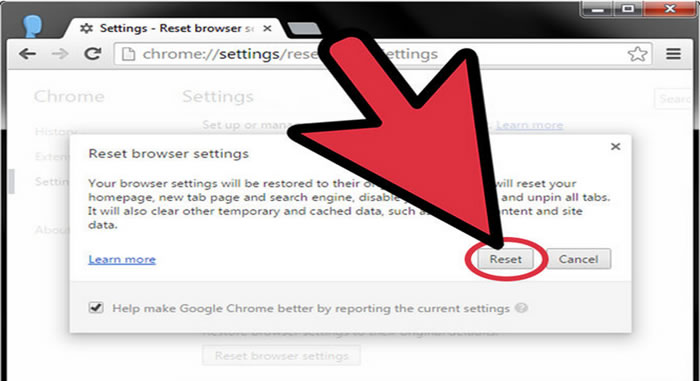 Reset browser settings
