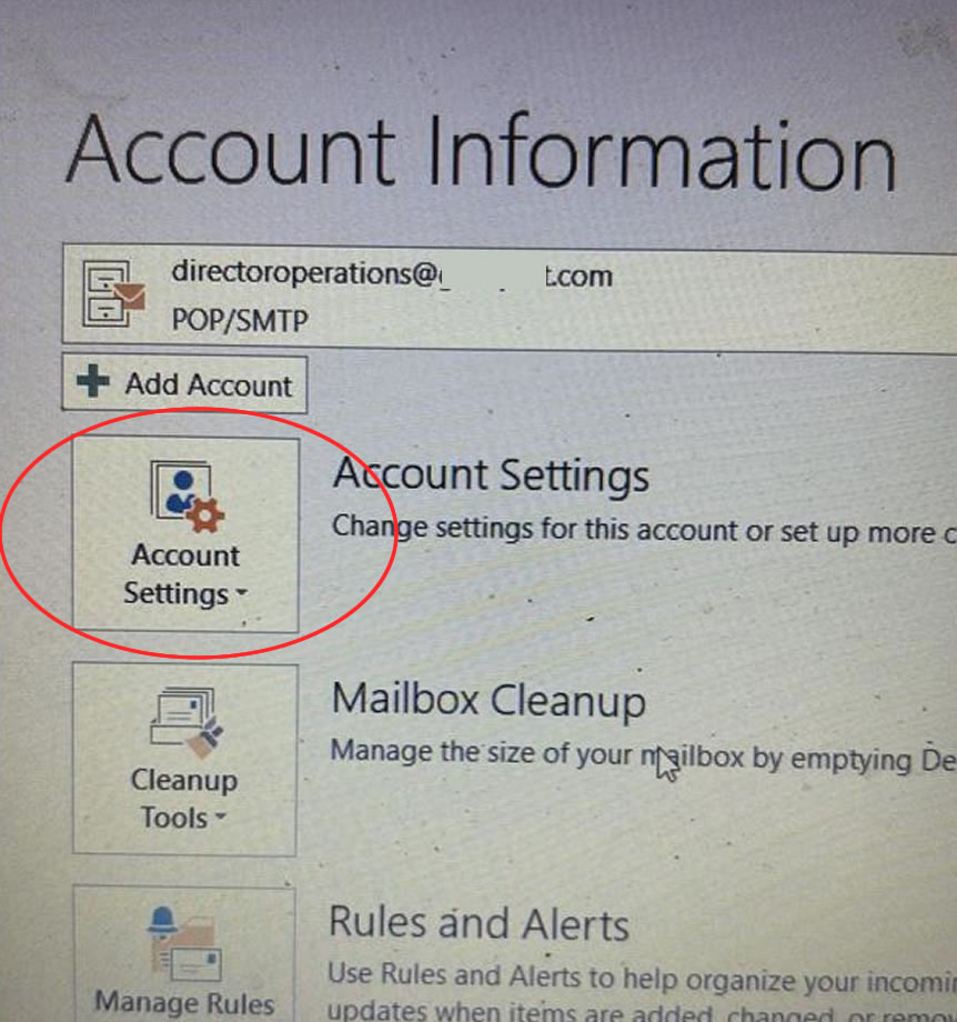 Open account settings